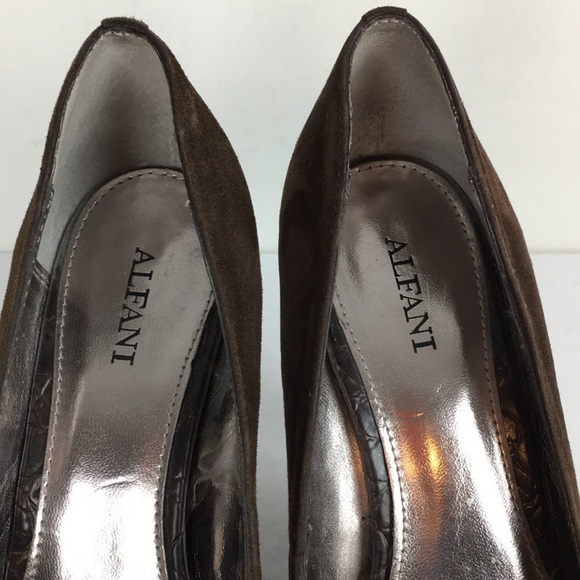 ALFANI Suede Leather Croc Embossed Stacked Heels    6.5 - Picture 10 of 13